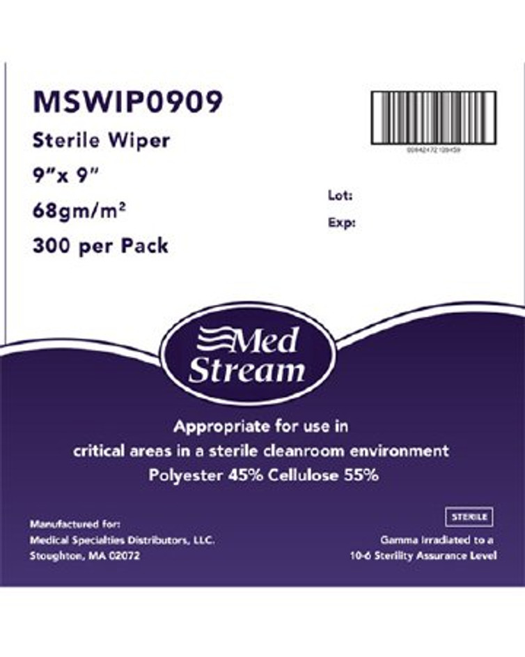 Cleanroom Wipe McKesson ISO Class 5 White Sterile Polyester / Cellulose 9 X 9 Inch Disposable MSWIP0909
