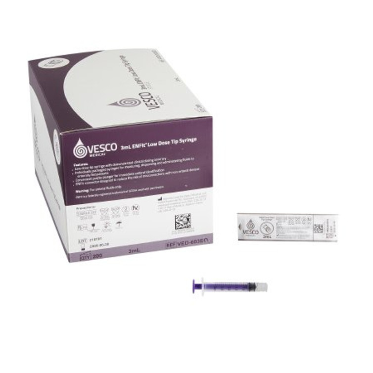 Enteral Feeding / Irrigation Syringe Vesco 3 mL Blister Pack Enfit Tip Without Safety VED-603EO