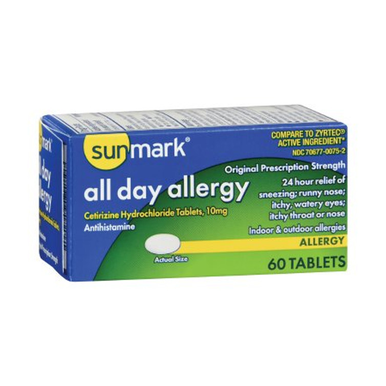 Allergy Relief sunmark 10 mg Strength Tablet 60 per Box 70677007502 Box/60