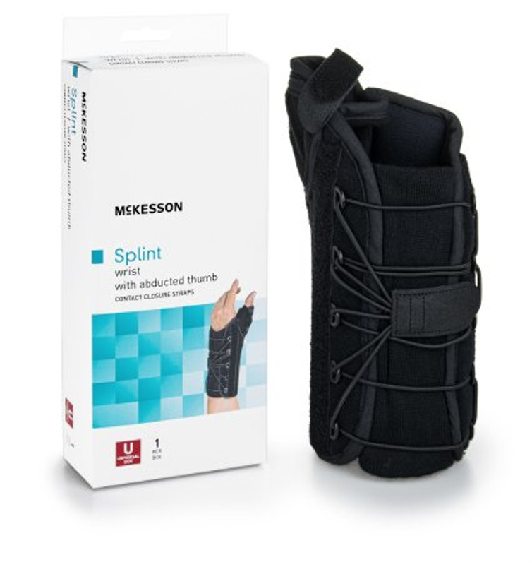 Wrist Brace with Thumb Spica McKesson Right Hand Black One Size Fits Most 155-81-87480 Each/1