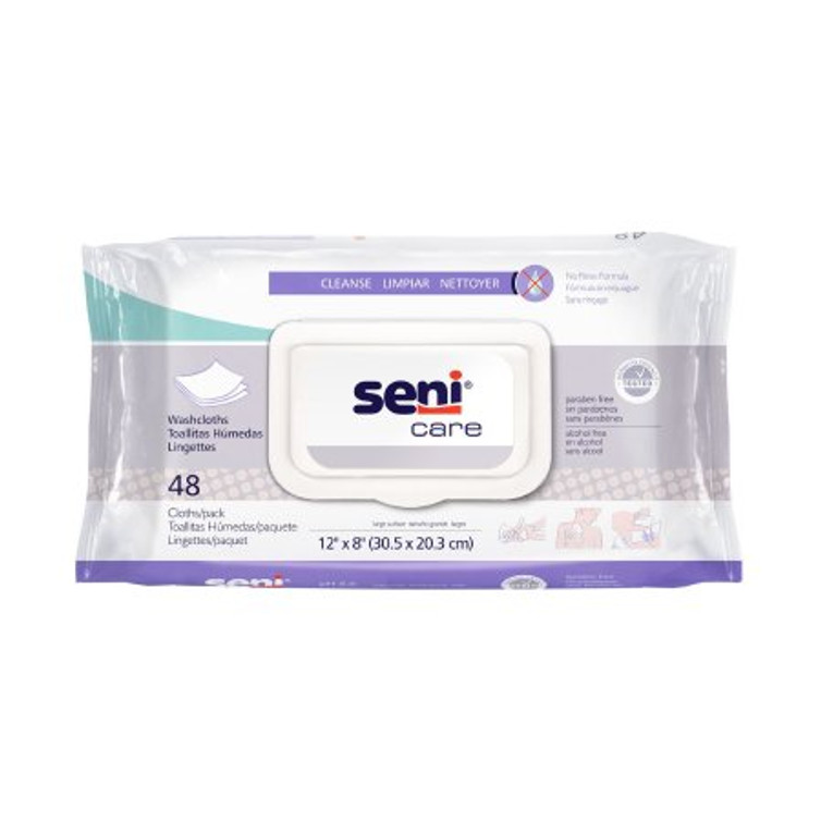 Rinse-Free Bath Wipe Seni Care Soft Pack Allantoin / Vitamin E Scented 48 Count S-WA48-C11