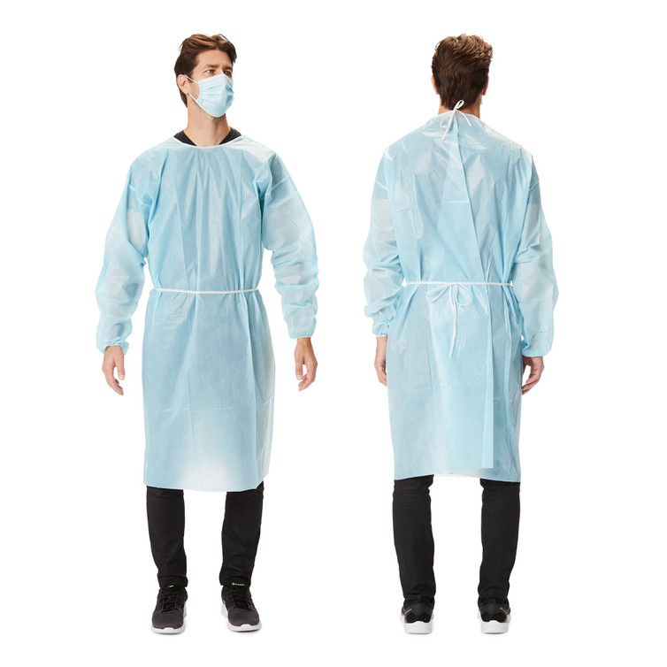 Protective Procedure Gown Large Blue NonSterile Disposable EXIGSP4001 Case/100