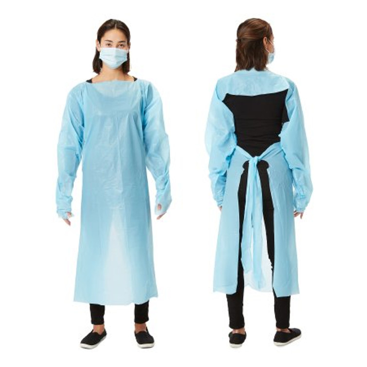 Over-the-Head Protective Procedure Gown One Size Fits Most Blue NonSterile Disposable EXIGPE01
