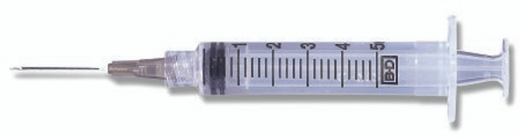 Syringe with Hypodermic Needle PrecisionGlide 5 mL 20 Gauge 1 Inch Detachable Needle Without Safety 309634