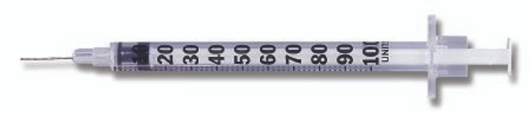 Insulin Syringe with Needle Lo-Dose Micro-Fine 0.5 mL 28 Gauge 1/2 Inch Attached Needle Without Safety 329461