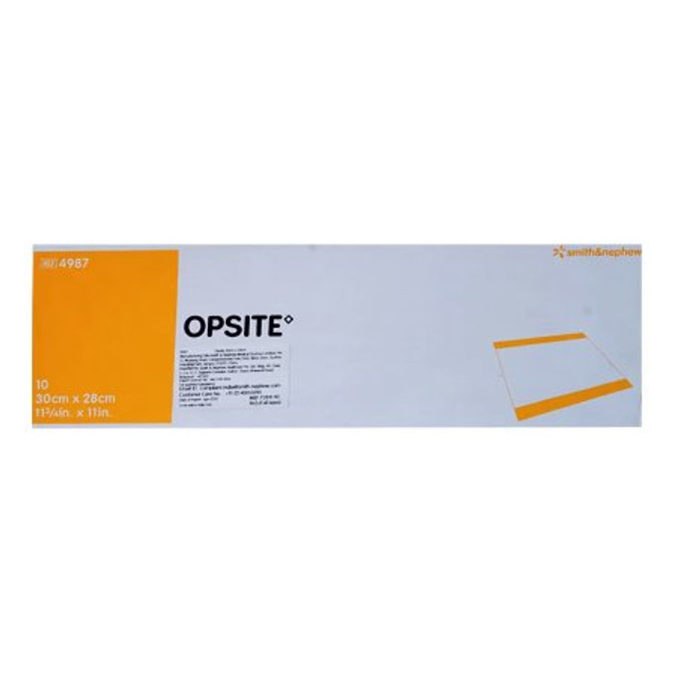 Transparent Film Dressing OpSite Rectangle 11 X 11-3/4 Inch 2 Tab Delivery Without Label Sterile 4987