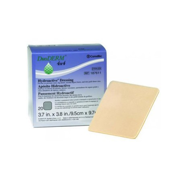 Hydrocolloid Dressing DuoDERM Hydroactive 4 X 4 Inch Square Sterile 187611