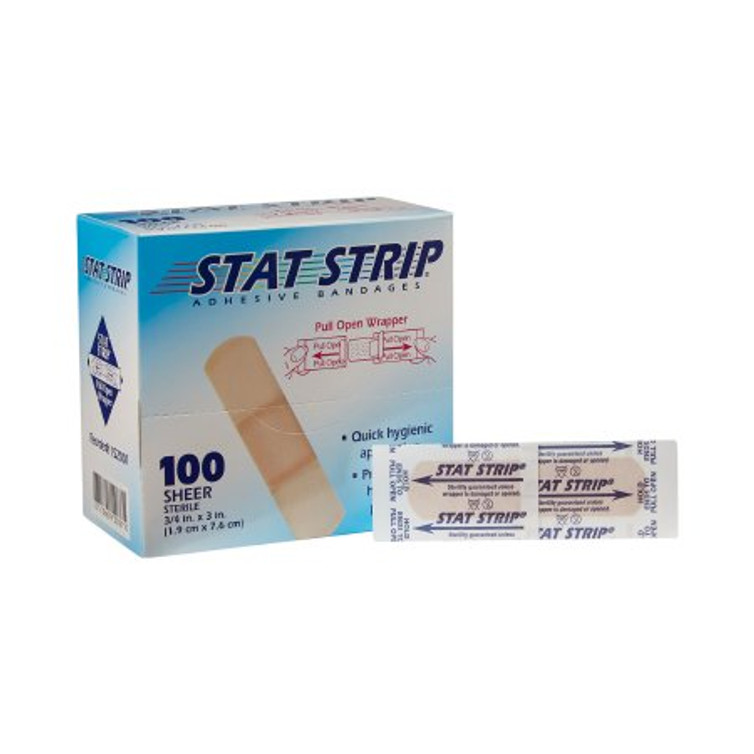 Adhesive Strip American White Cross Stat Strip 3/4 X 3 Inch Plastic Rectangle Tan Sterile 152001