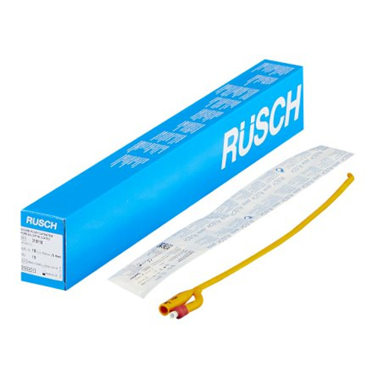 Foley Catheter Rusch PureGold 2-Way Coude Tip 5 cc Balloon 18 Fr. PTFE Teflon Coated Latex 318118