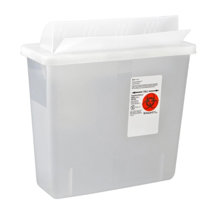 Sharps Container In-Room 16-1/4 H X 13-3/4 W X 6 D Inch 3 Gallon Translucent Base / Translucent Lid Horizontal Entry Flap Lid 85221