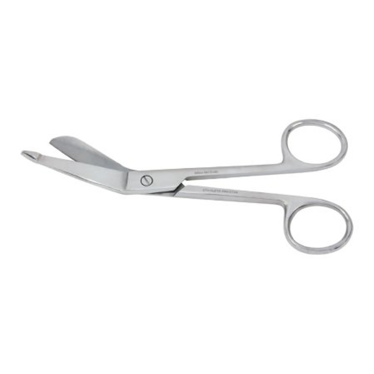 Bandage Scissors Vantage Lister 7-1/4 Inch Length Office Grade Stainless Steel NonSterile Finger Ring Handle Angled Blade Blunt Tip / Blunt Tip V95-506SS Each/1
