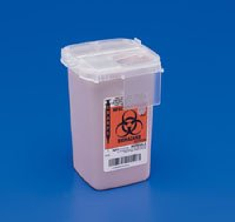 Sharps Container SharpSafety 11 H X 10-3/4 W X 4-3/4 D Inch 1 Quart Translucent Base / Translucent Lid Vertical Entry 2 Hinged Snap On Lid 8900MW Case/100