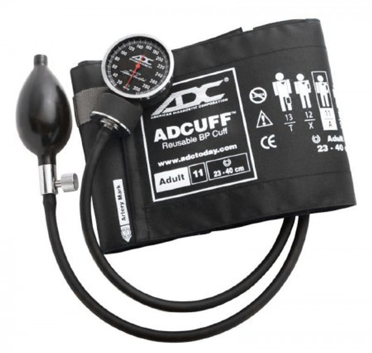Aneroid Sphygmomanometer with Cuff Diagnostix 2-Tubes Pocket Size Hand Held Adult Size 11 Cuff 720-11ABK Each/1