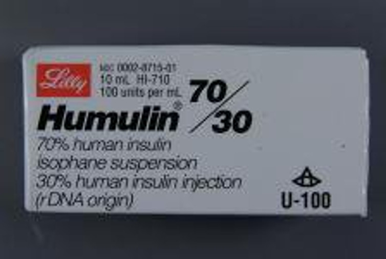 Humulin 70/30 NPH Human Insulin Isophane / Regular Human Insulin 70 U - 30 U / mL Injection Multiple Dose Vial 10 mL 00002871501 Each/1