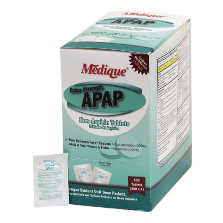 Pain Relief APAP 500 mg Strength Acetaminophen Tablet 250 per Box 17513 Case/6000