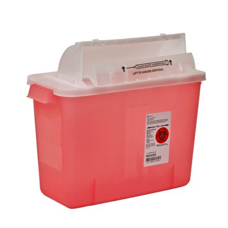 Sharps Container SharpStar In-Room 11-3/4 H X 13-3/4 W X 6 D Inch 2 Gallon Translucent Red Base / Translucent Lid Horizontal Entry Counter Balanced Door Lid 8534SA
