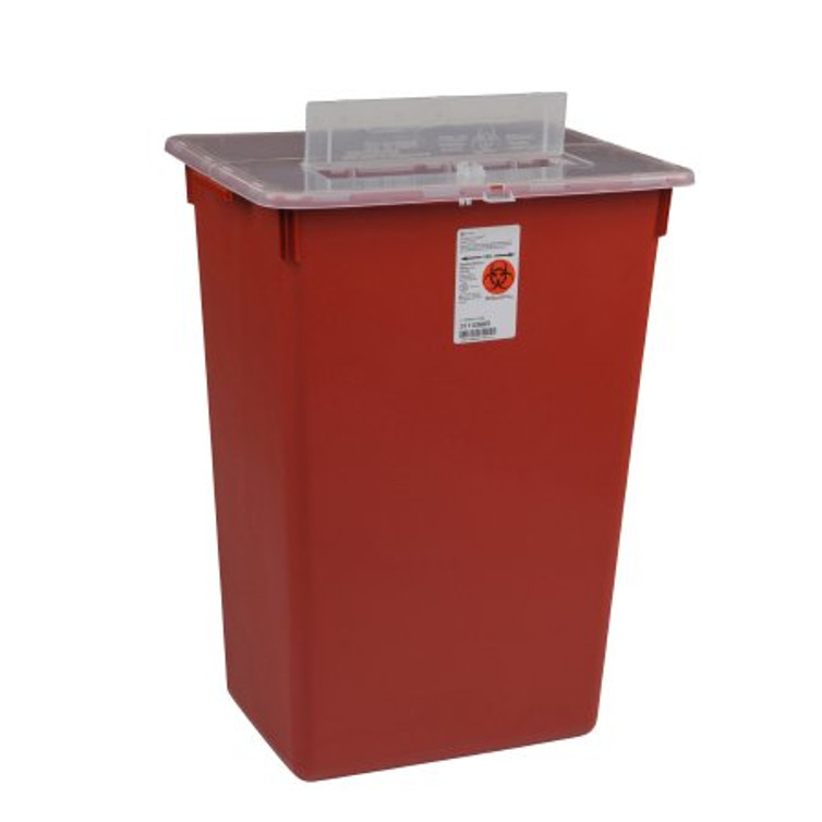 Sharps Container Sharps-A-Gator 14 H X 15-1/2 W X 12 D Inch 7 Gallon Red Base / Clear Lid Vertical Entry Hinged Split Lid 31156550