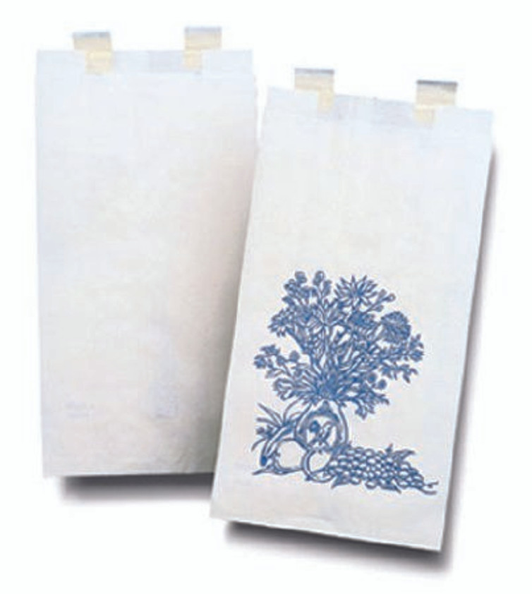 Bedside Bag McKesson 3.13 X 6.5 X 11.38 Inch White / Blue Floral Print Paper 18-713 Case/2000