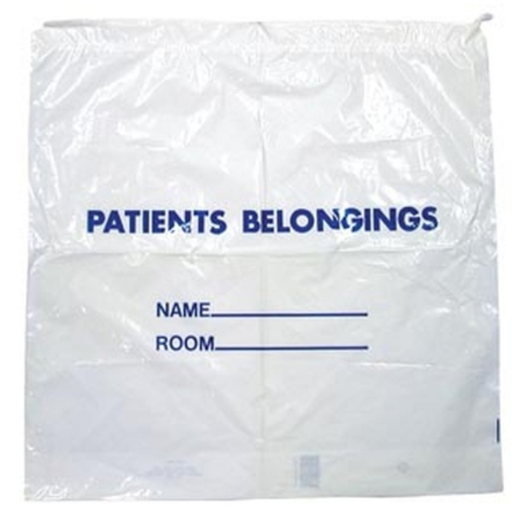 Patient Belongings Bag 18-1/2 X 20 Inch Polyethylene Snap Closure White PB01