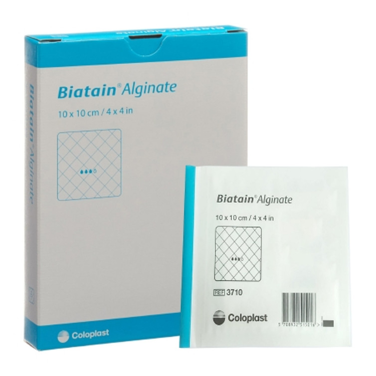 Alginate Dressing Biatain 4 X 4 Inch Square Calcium Alginate / CMC carboxymethylcellulose Sterile 3710