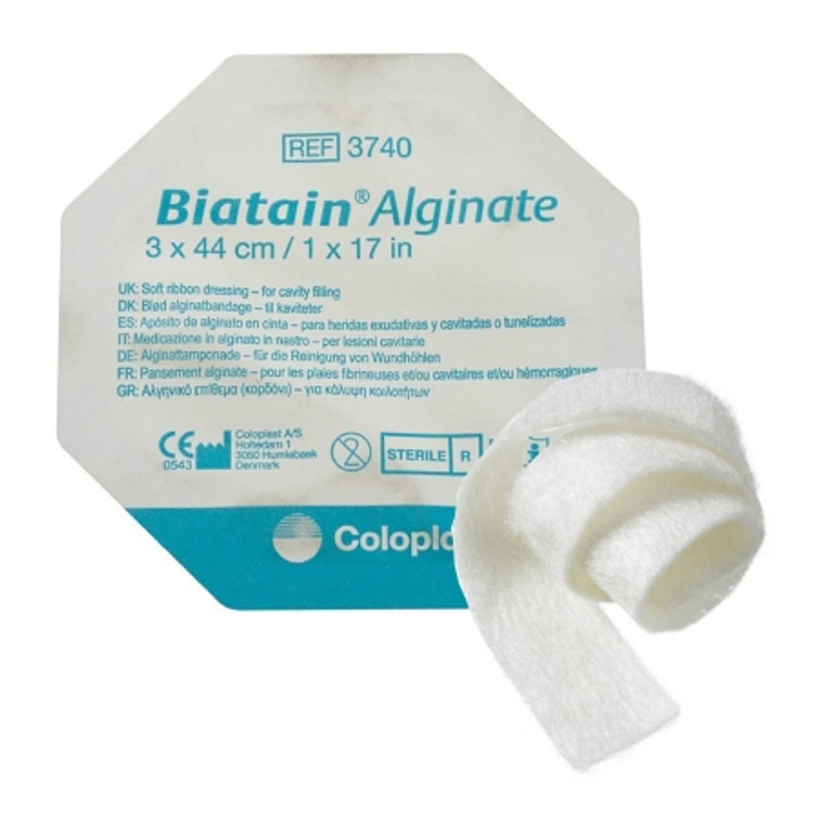 Alginate Dressing Biatain 17-1/2 Inch Length Rope Calcium Alginate / CMC carboxymethylcellulose Sterile 3740