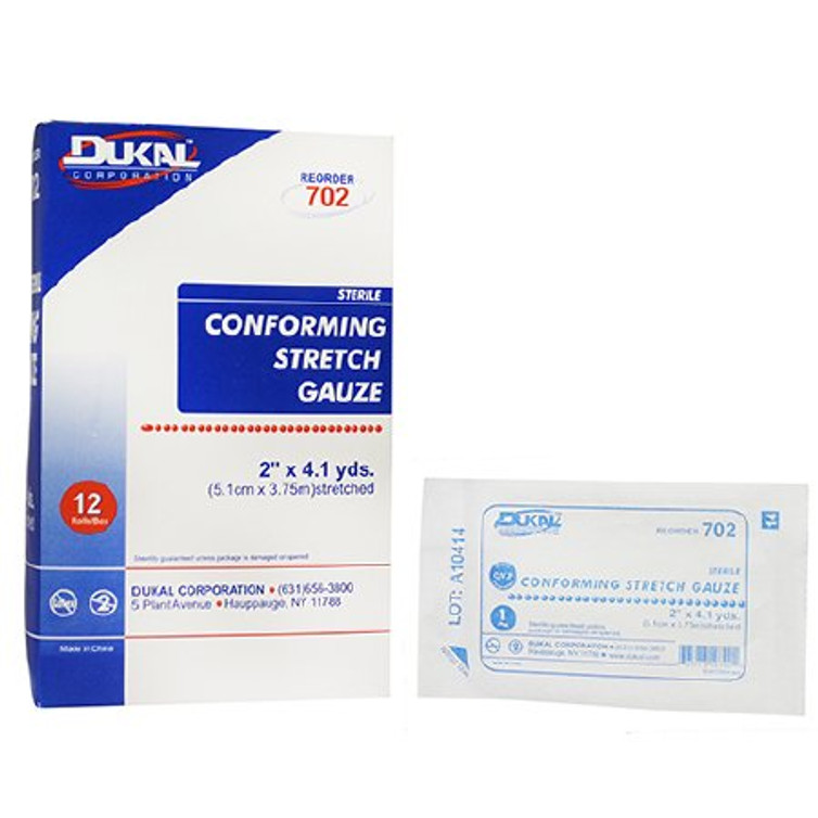 Conforming Bandage Dukal Polyester / Rayon 1-Ply 2 Inch X 4-1/10 Yard Roll Shape Sterile 702