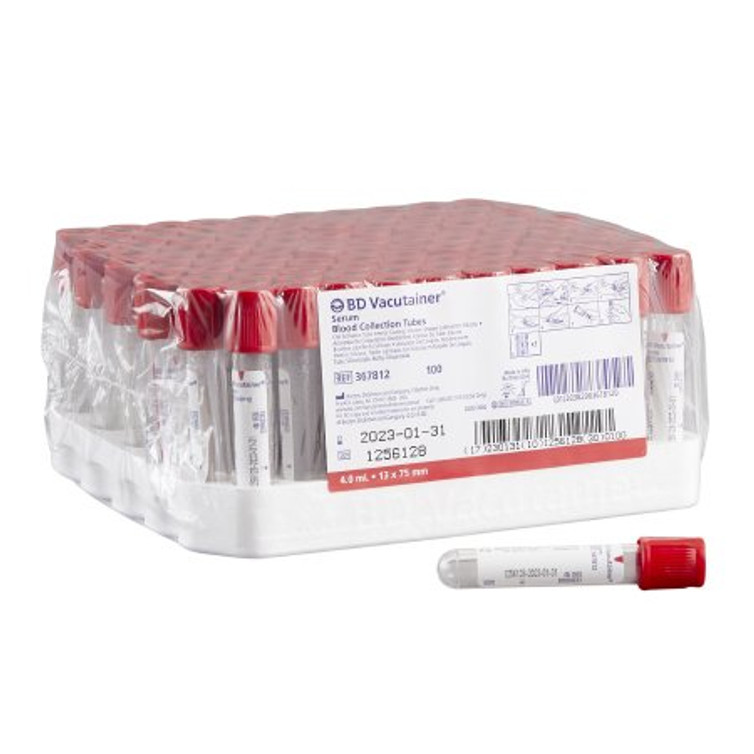 BD Vacutainer Venous Blood Collection Tube Serum Tube Clot Activator Additive 13 X 75 mm 4 mL Red BD Hemogard Closure Plastic Tube 367812