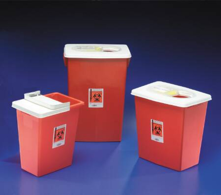 Sharps Container SharpSafety 17-3/4 H X 11 W X 15-1/2 D Inch 8 Gallon Red Base / White Lid Horizontal Entry Gasketed Sliding Lid 8997S