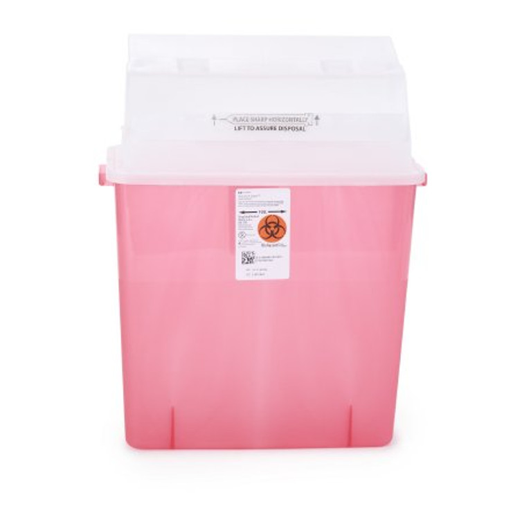 Sharps Container GatorGuard In-Room 20-1/2 H X 14 W X 6 D Inch 3 Gallon Translucent Red Base / Clear Lid Horizontal Entry Counter Balanced Door Lid 31314886