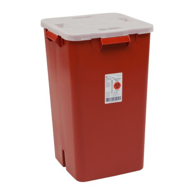 Sharps Container Sharps-A-Gator 22 H X 14 W X 14 D Inch 19 Gallon Red Base / Clear Lid Horizontal Entry Hinged Split Lid 31378089