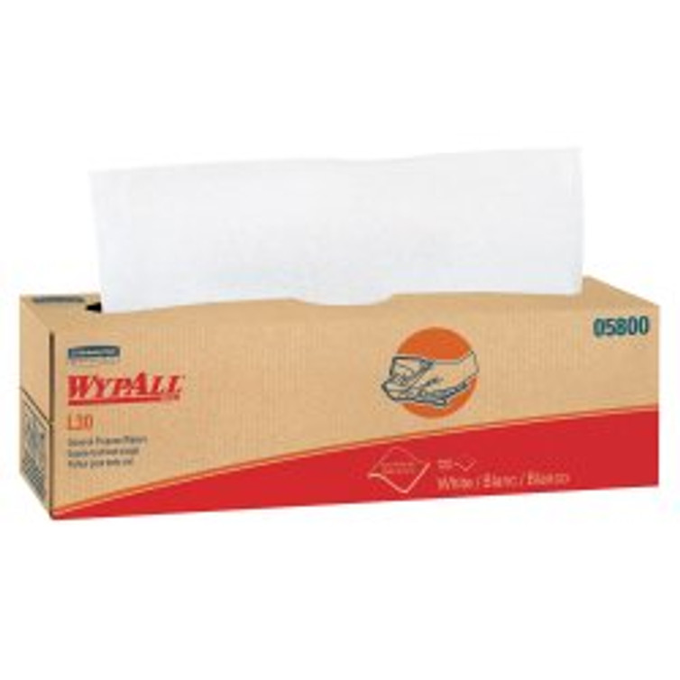 Task Wipe WypAll L30 Light Duty White NonSterile Double Re-Creped 9-4/5 X 16-2/5 Inch Disposable 05800 Case/800