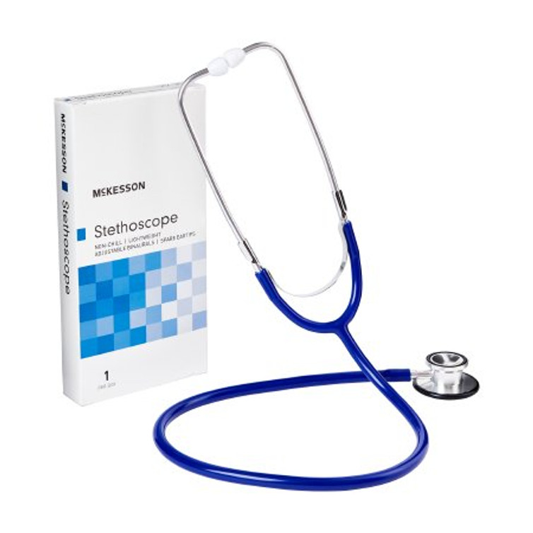 Classic Stethoscope McKesson Royal Blue 1-Tube 22 Inch Tube Double-Sided Chestpiece 01-670RBGM Each/1