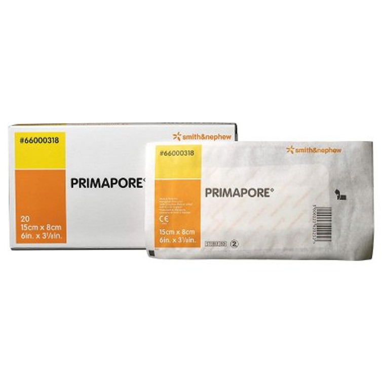 Adhesive Dressing Primapore 3-1/8 X 6 Inch Polyester Rectangle White Sterile 66000318