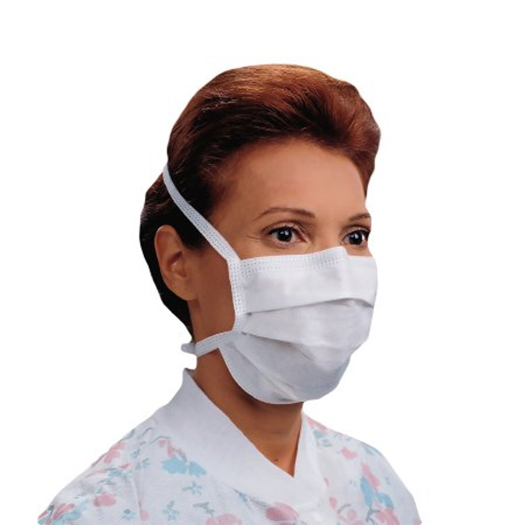 Surgical Mask Halyard Pleated Tie Closure One Size Fits Most White NonSterile Not Rated Adult 48390