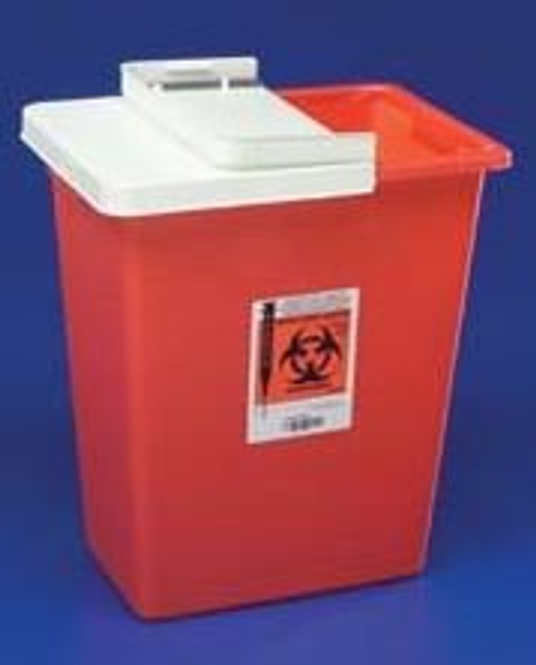 Sharps Container SharpSafety 12 Gallon Red Base / White Lid Vertical Entry Gasketed Sliding Lid 8936PG2 Case/10