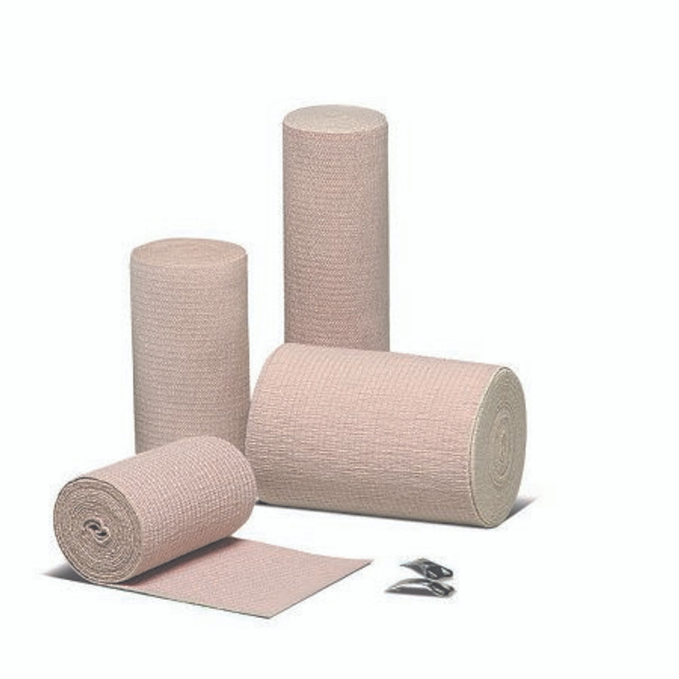 Compression Bandage Econo-Wrap 4 Inch X 4-1/2 Yard Standard Compression Clip Detached Closure Tan NonSterile 33400000