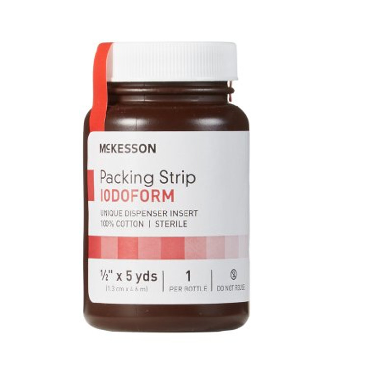 Wound Packing Strip McKesson Antiseptic Cotton Iodoform Medium 1/2 Inch X 5 Yard 1 Count Sterile 61-59245