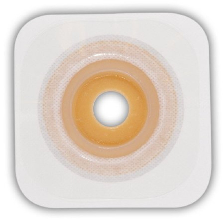 Ostomy Barrier Esteem synergy Trim to Fit Extended Wear Durahesive White Tape 100 mm Flange Hydrocolloid 7/8 to 1-1/4 Inch Opening 4 X 4 Inch 409269 Box/10