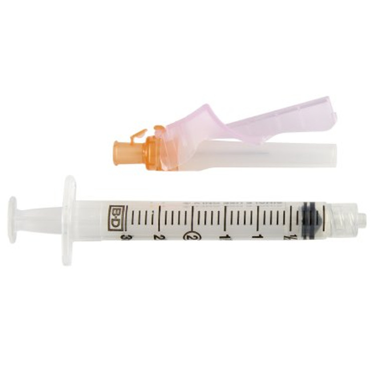 Syringe with Hypodermic Needle Eclipse 3 mL 25 Gauge 1 Inch Detachable Needle Hinged Safety Needle 305787