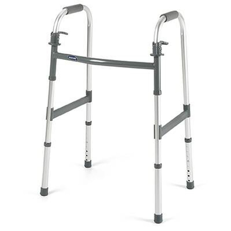 Dual Release Folding Walker Adjustable Height Invacare IClass Aluminum Frame 300 lbs. Weight Capacity 25.4 to 32.4 Inch Height 6291-JR Case/4