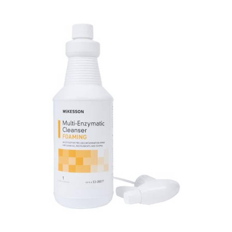 Multi-Enzymatic Instrument Detergent McKesson Foam RTU 1 Quart Bottle Fresh Rain Scent 53-28517