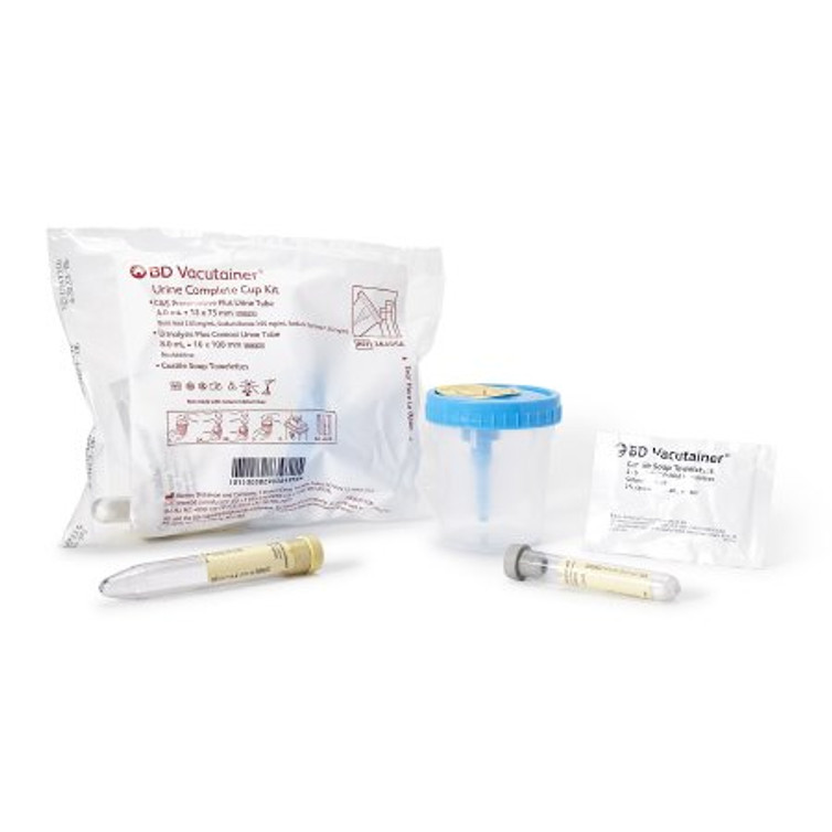 Urine Specimen Collection Kit BD Vacutainer 4 mL / 8 mL Plastic Collection Cup / Collection Tube Sterile 364956 Case/50