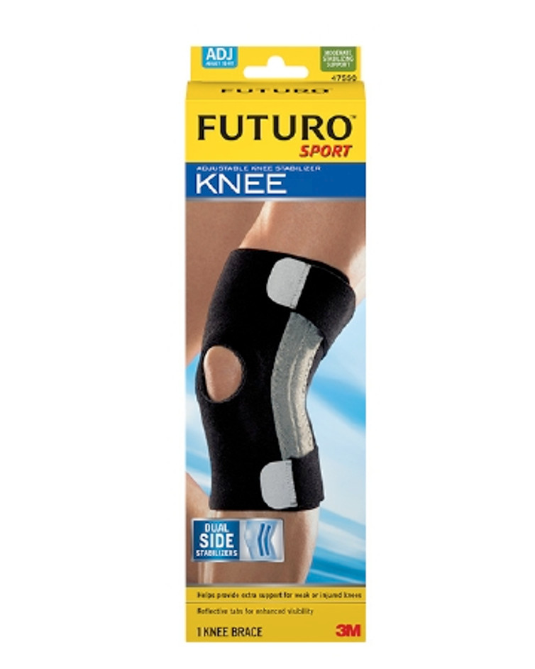 Knee Support 3M Futuro Sport Stabilizing One Size Fits Most Hook and Loop Strap Closure Left or Right Knee 47550ENR