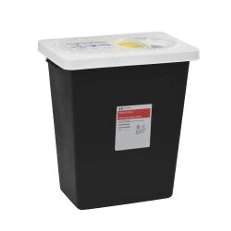 RCRA Waste Container SharpSafety 18-3/4 H X 12-3/4 D X 18-1/4 W Inch 12 Gallon Black Base / White Lid Vertical Entry Gasketed Sliding Lid 8612RC Case/10