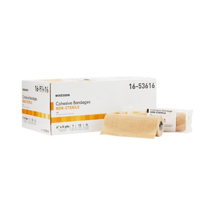 Cohesive Bandage McKesson 6 Inch X 5 Yard Standard Compression Self-adherent Closure Tan NonSterile 16-53616