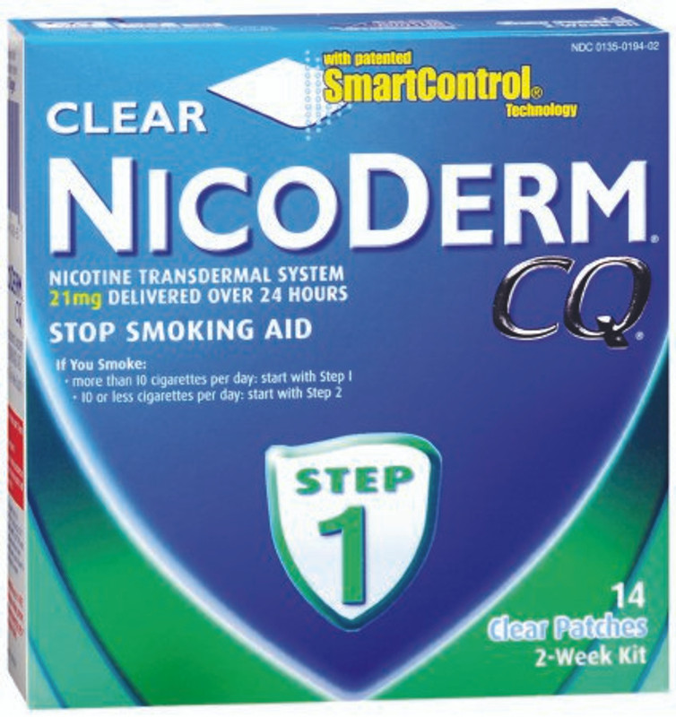 Stop Smoking Aid Nicoderm CQ 21 mg Strength Transdermal Patch 00135019402 Box/1