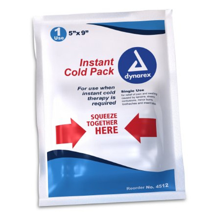 Instant Cold Pack Dynarex General Purpose One Size Fits Most 5 X 9 Inch Plastic / Calcium Ammonium Nitrate / Water Disposable 4512