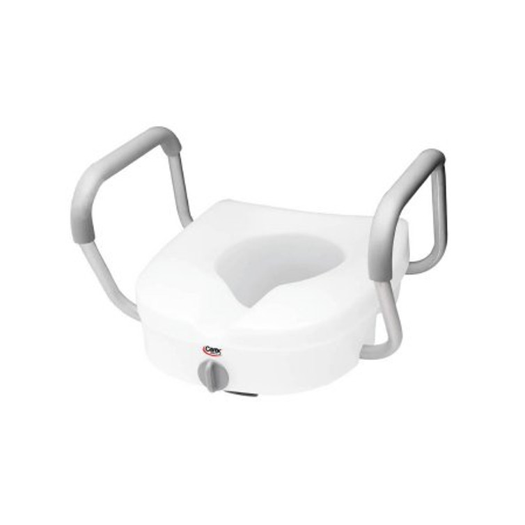 Raised Toilet Seat with Arms Carex E-Z Lock 5 Inch Height White 300 lbs. Weight Capacity FGB30300 0000