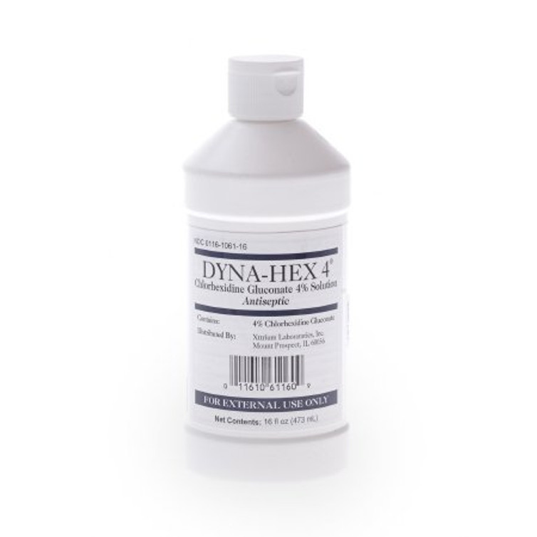 Surgical Scrub Solution Dyna-Hex 4 16 oz. Bottle 4% Strength CHG Chlorhexidine Gluconate NonSterile 1061DYN16MED Case/12