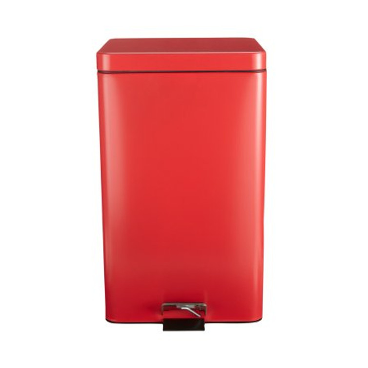 Trash Can with Plastic Liner McKesson 32 Quart Square Red Steel Step On 81-35267 Each/1